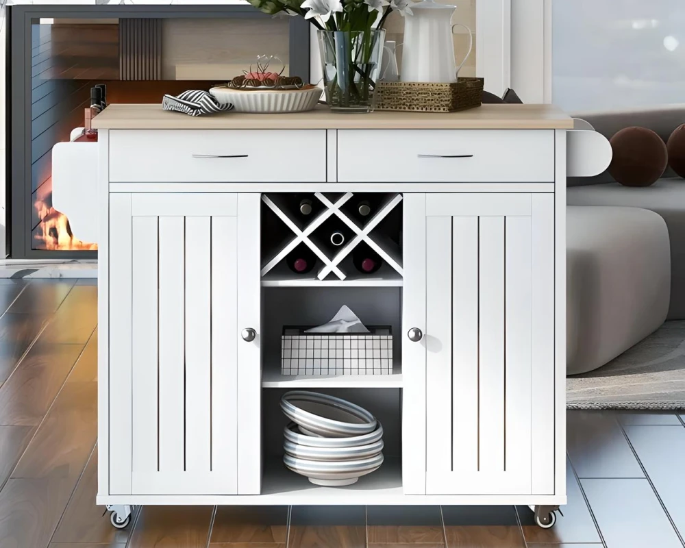 kitchen island with stools and storage